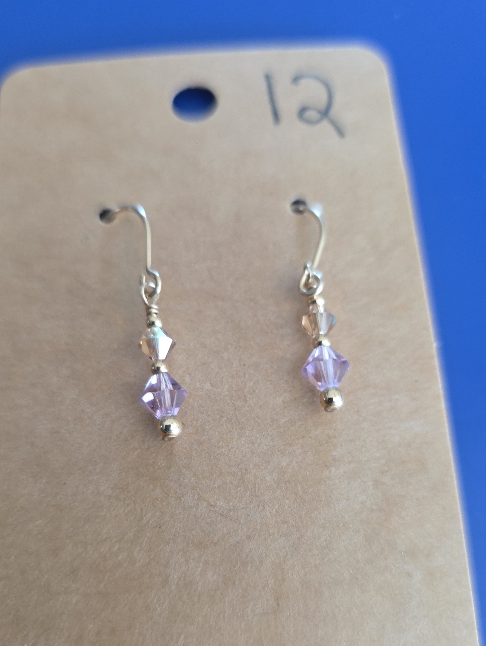 Handmade Purple Swarovski Crystal Drop Earrings - Handmade